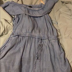 A Jean off shoulder romper